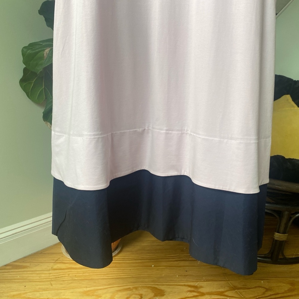 COS Contrast Hem Tent T-shirt Dress Pink Navy A-line Pockets Size Medium - Picture 5 of 11